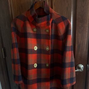 Coach Womens Plaid Turnlock Coat 3/4 Sleeves